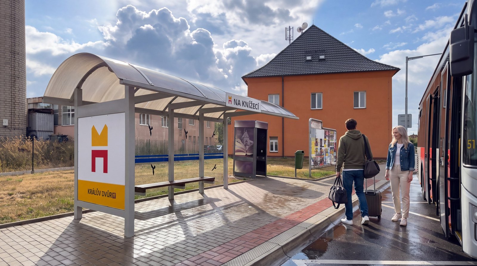 Hotový záběr: návrat domů autobusem za slunečného dne